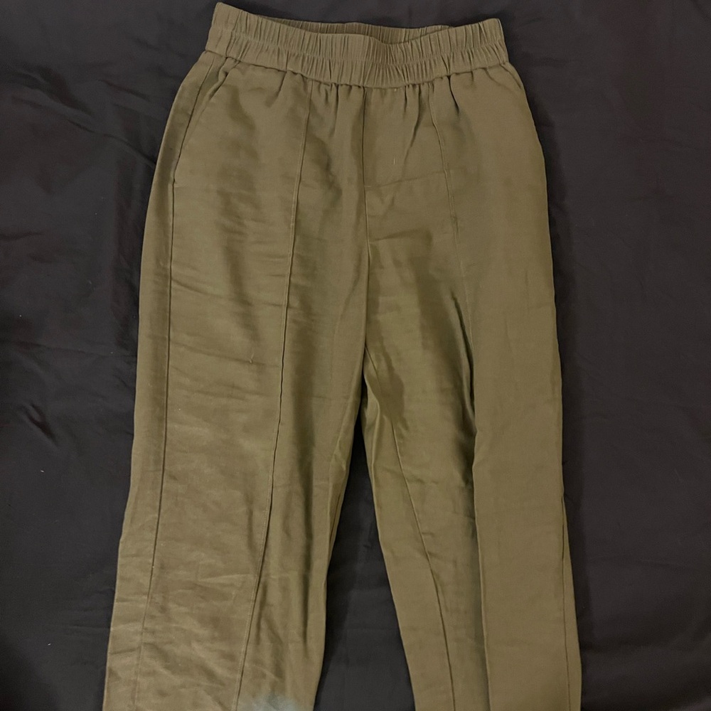 Army green linen pants